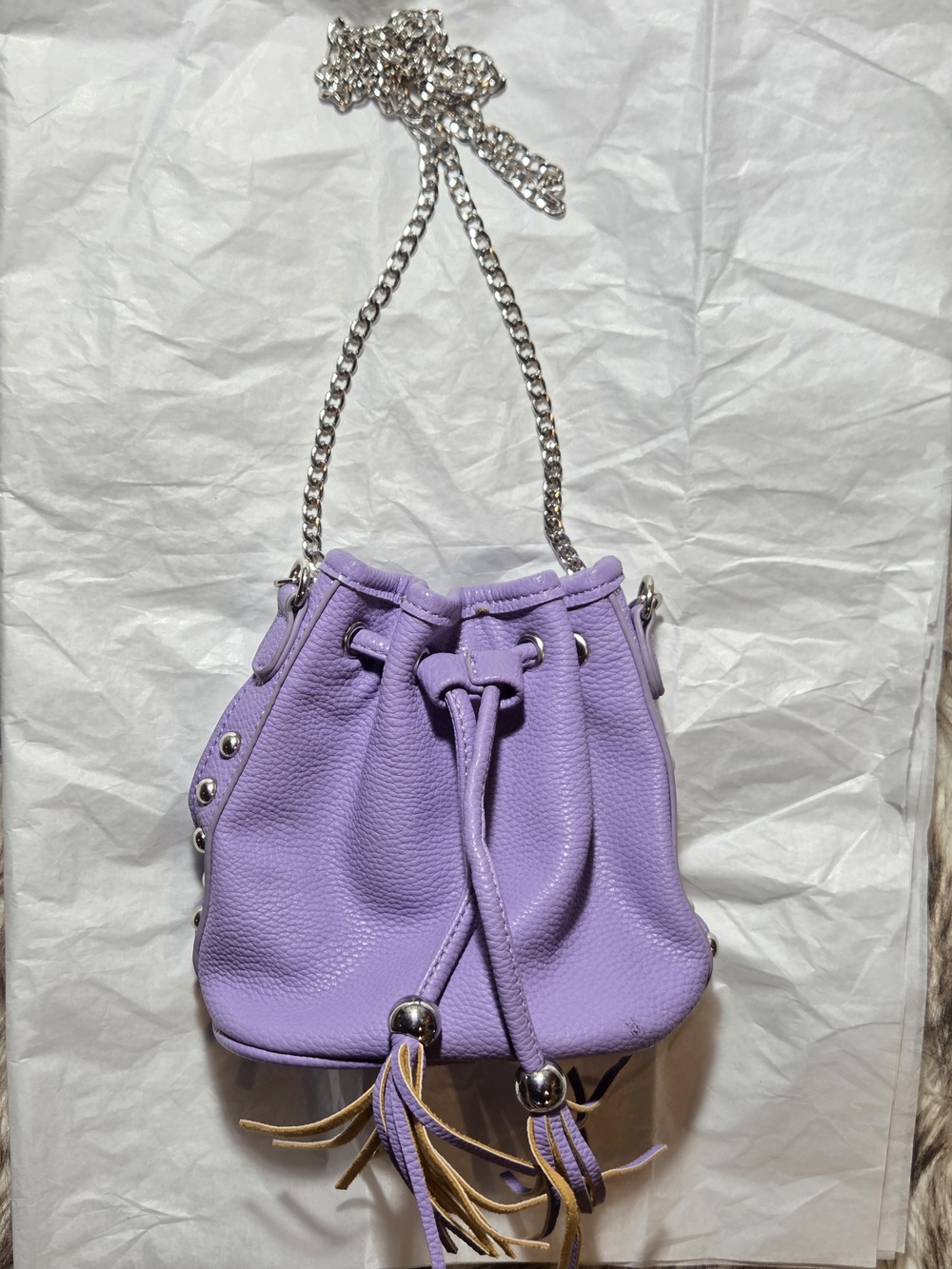 Charming Charlie purple mini drawstring crossbody bucket bag NWOT - Picture 2 of 11